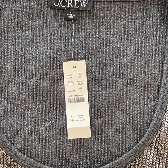 J.Crew | NWT | Vintage Rib Sequin Scoop Neck Tank | Large - Picture 2 of 6
